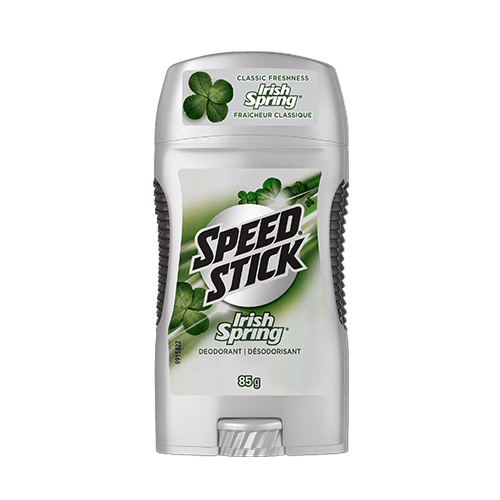 Bâton déodorant Speed Stick Irish Spring, 85 g, fraîcheur classique.