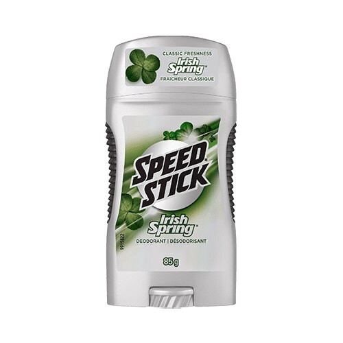 Bâton déodorant Speed Stick Irish Spring, 85 g, fraîcheur classique.